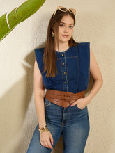 Women's Denim Side Ruffle detail Top